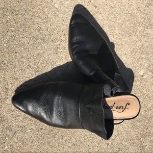 Free People black leather mules